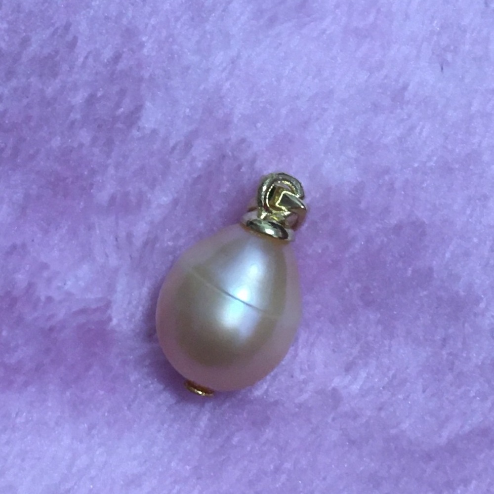 14K Yellow Gold Plated Stamped Pink South Sea Pearl Pendant Necklace - Picture 2 of 2